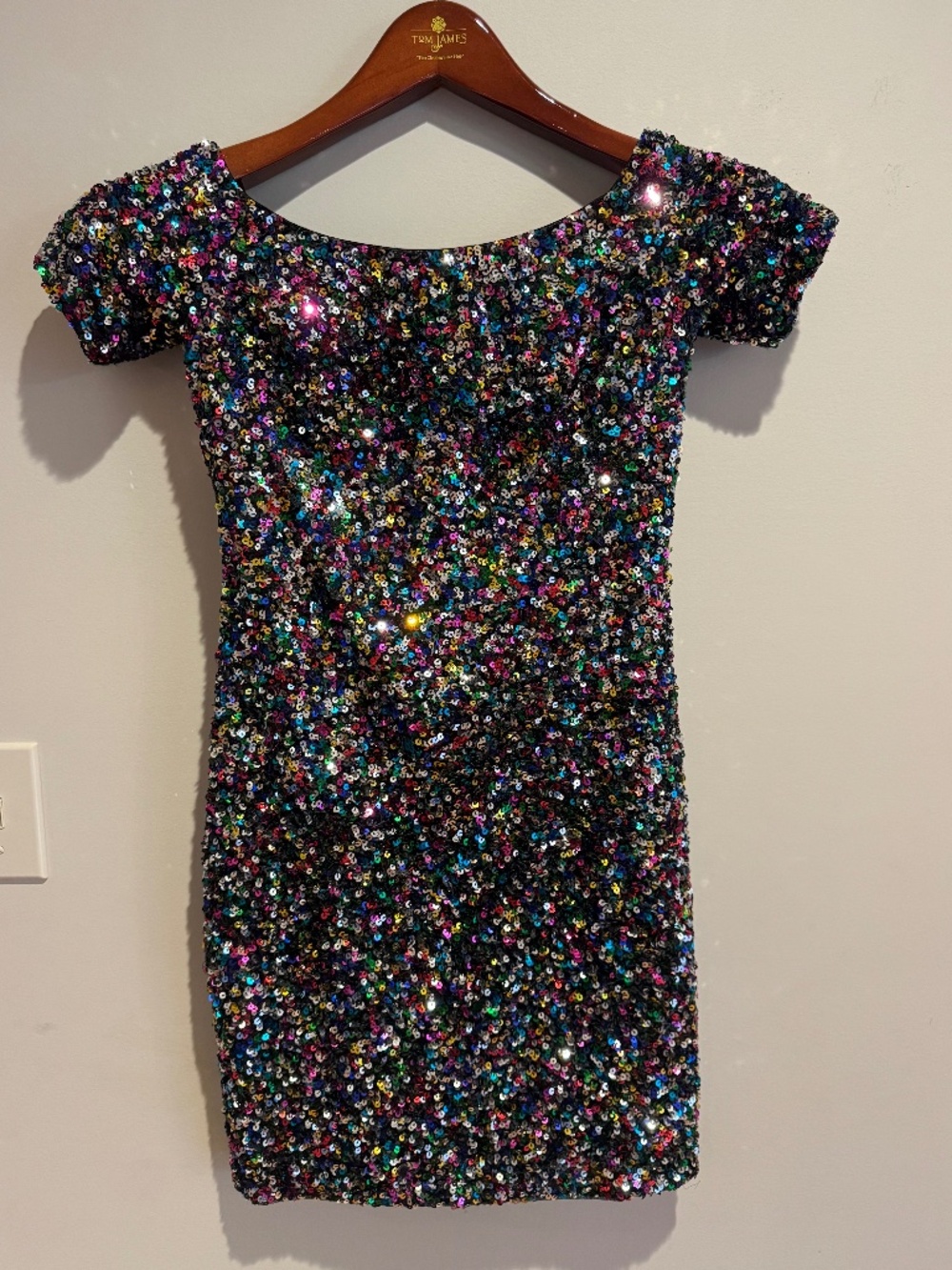 Gianni Bini Zoe Confetti Sequin Off the Shoulder Mini Dress Size 0, Multicolor